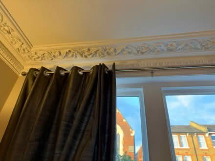 Photo of free XL silver/grey curtains inc fixings (Womersley Rd N8) #3