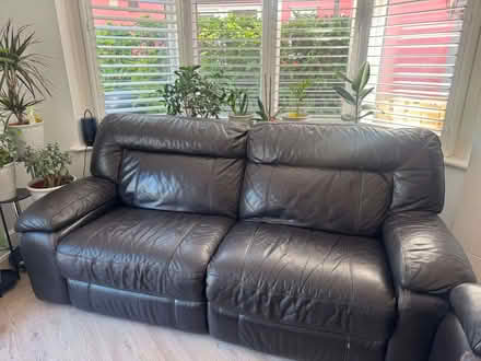 Photo of free DFS 2 x 3 seater leather recliner sofa (Gidea Park RM11) #1