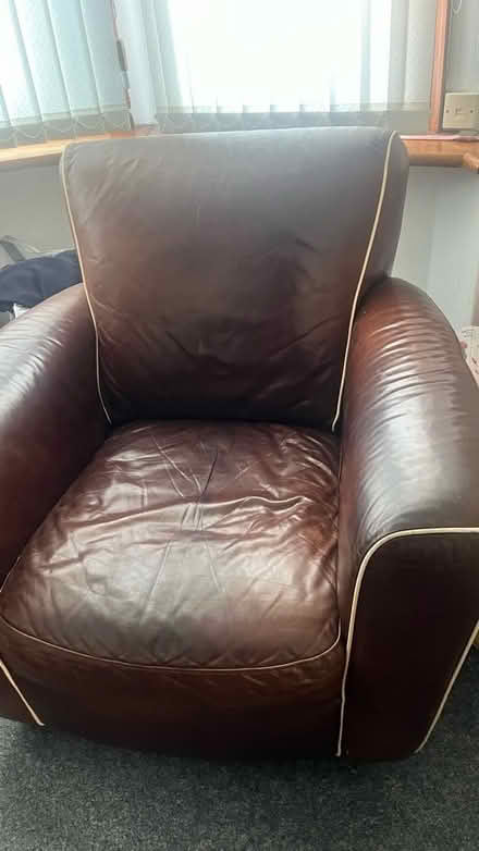 Photo of free Lovely brown leather armchair 2x looking for a new owne (Balby DN4) #2