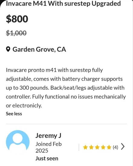 Photo of free Electric wheelchair (507 So Euclid St, SA CA #171) #2