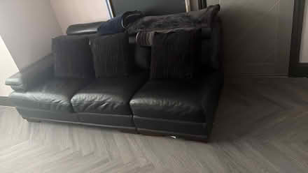 Photo of free Corner black leather sofa (Sk4 5au) #2