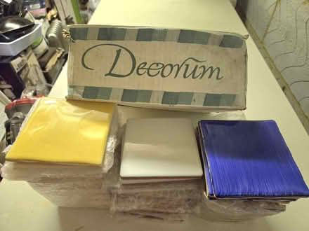 Photo of free Blue, white and yellow ceramic tiles (Panshanger AL7) #1