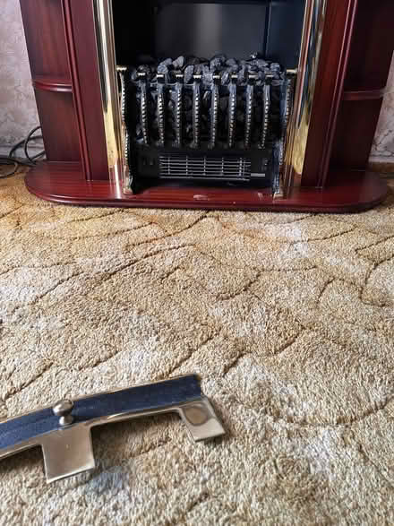 Photo of free Freestanding Electric Fireplace in oak & brass. (New Milton BH25) #2
