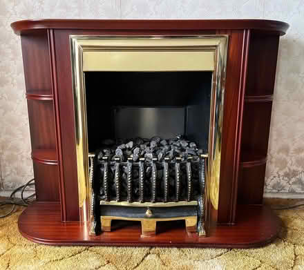Photo of free Freestanding Electric Fireplace in oak & brass. (New Milton BH25) #4