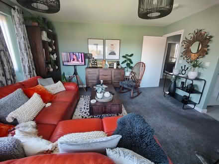 Photo of free Large orange sofa leather (New Alresford SO24) #1