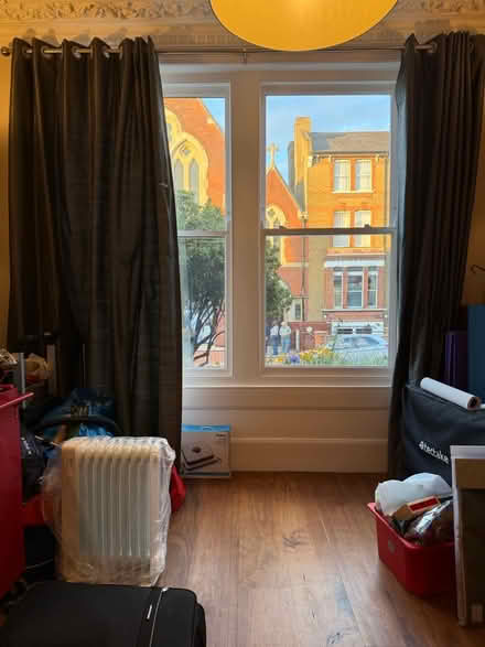 Photo of free XL silver/grey curtains inc fixings (Womersley Rd N8) #1