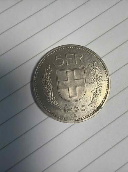 Photo of free 5 Swiss Francs Coin (Chesterfield S41) #2