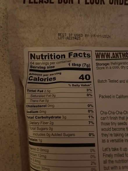 Photo of free Anthony's Organic Ground Chia Seeds (Southwest side of Ann Arbor) #3