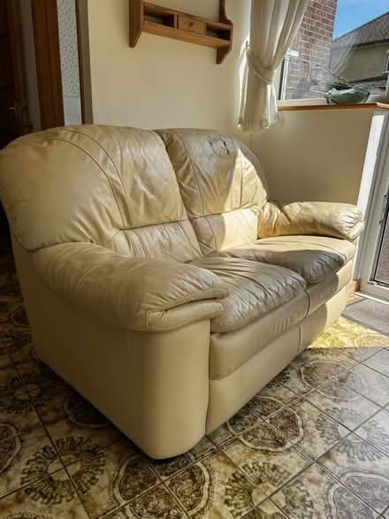 Photo of free Cream leather ikea sofa two seater (Petts Wood) #1