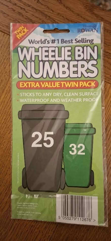 Photo of free Wheelie Bin Numbers (2 x '1') (Harrogate HG1) #2