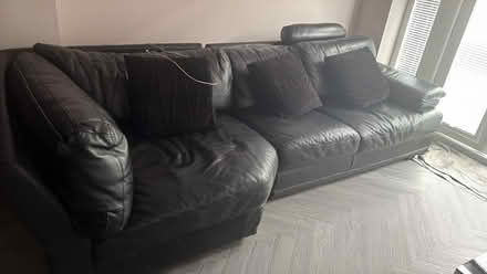Photo of free Corner black leather sofa (Sk4 5au) #1