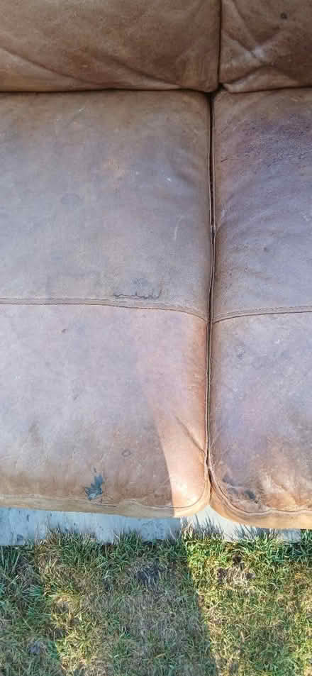 Photo of free Tan leather sofa (Donnington PO19) #2