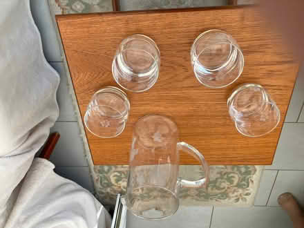 Photo of free Decorative glass pitcher and matching four glasses (Rothley LE7) #2