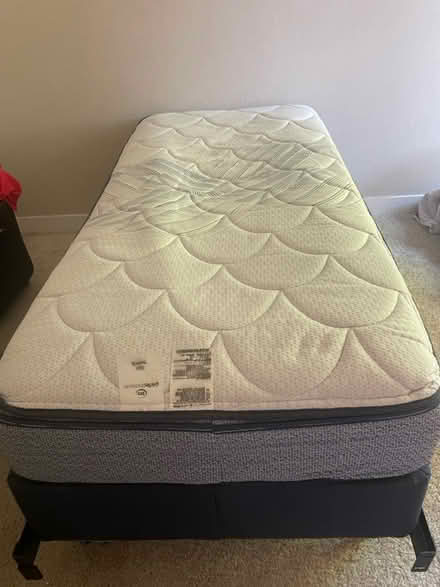 Photo of free Twin XL mattress, boxspring, frame (707 Continental Circle, MV) #1