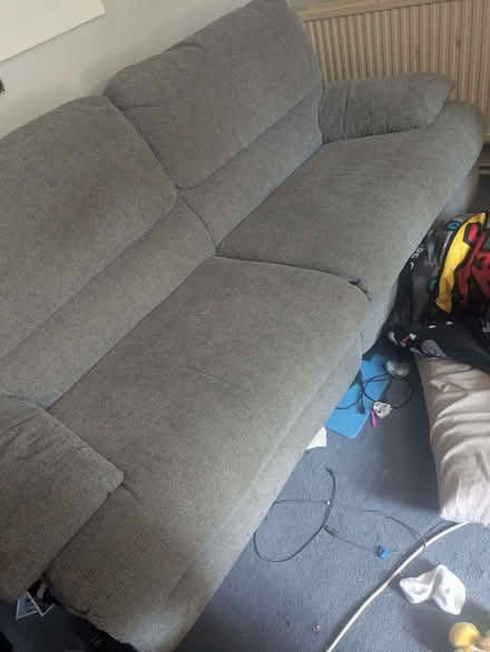 Photo of free Grey manual recliner sofa (Maesycwmmer CF82) #1