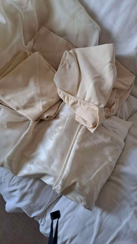 Photo of free Cream duvet cover, stool covers and yards of viole (Sherrard's Green WR14) #1