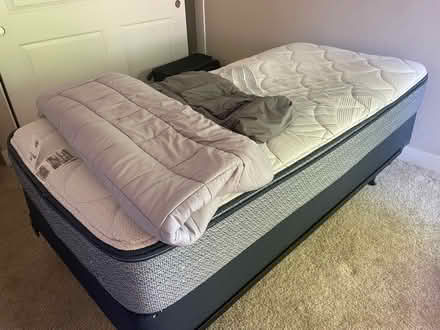 Photo of free Twin XL mattress, boxspring, frame (707 Continental Circle, MV) #3