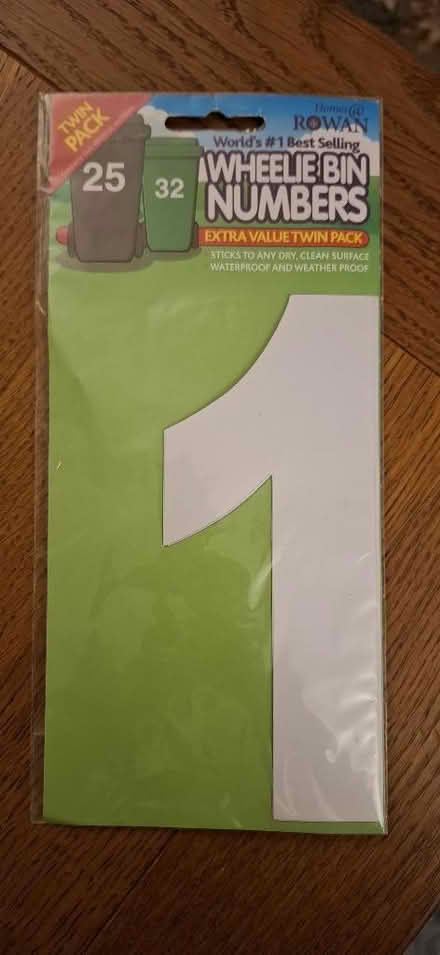 Photo of free Wheelie Bin Numbers (2 x '1') (Harrogate HG1) #1