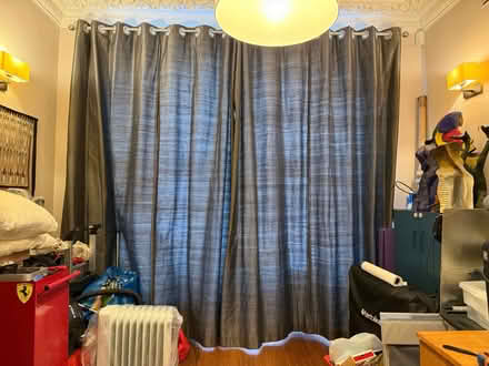 Photo of free XL silver/grey curtains inc fixings (Womersley Rd N8) #2