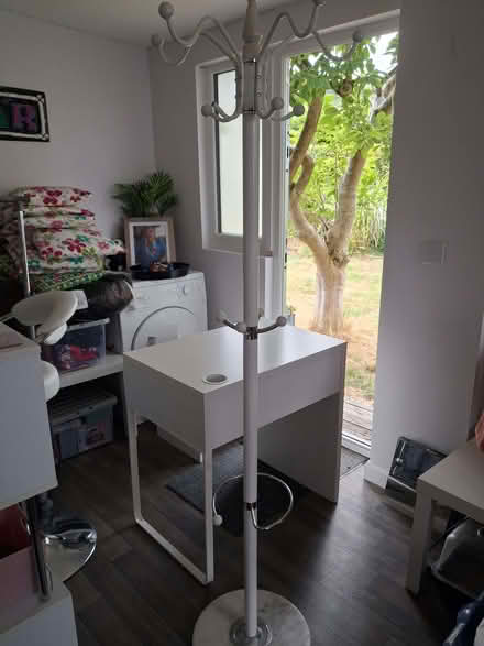 Photo of free Tall white and silver coat stand (Beauchief S8) #1