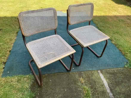 Photo of free 2 metal, wood and cane chairs, could do with upcycling (Bishopston BS7) #1