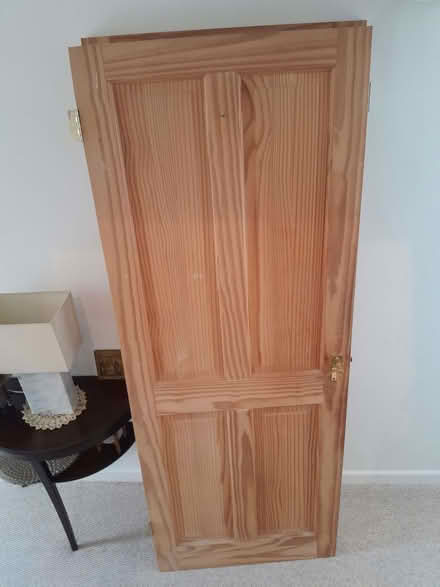 Photo of free Two doors 78" x 30" with hinges and handles, wood panels nat (Cogges OX28) #1