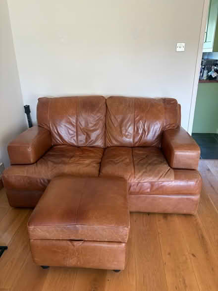 Photo of free 2 Sofas, Armchair & Footstool (Tring HP23) #1