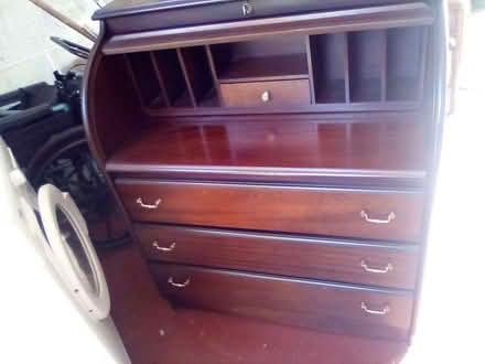 Photo of free Roll top bureau desk with key (Hunderton HR2) #1