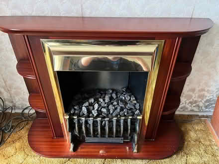 Photo of free Freestanding Electric Fireplace in oak & brass. (New Milton BH25) #3