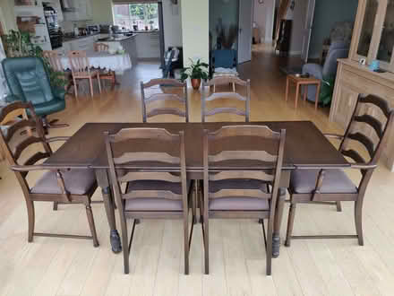 Photo of free Teak Effect Extending Dining Table with 6 Chairs (The Moravian Settlement DE72) #1