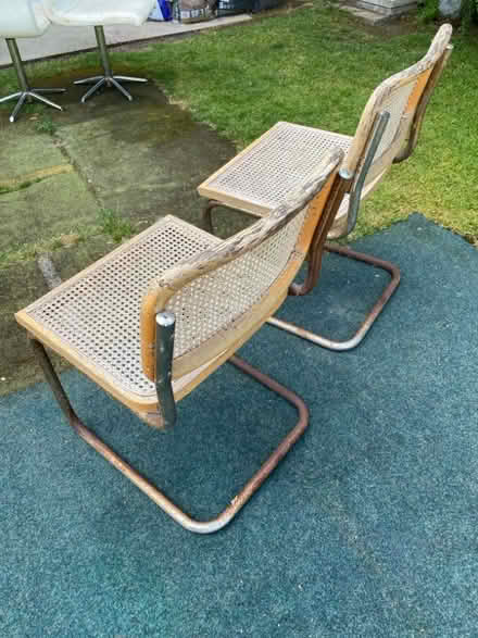 Photo of free 2 metal, wood and cane chairs, could do with upcycling (Bishopston BS7) #4