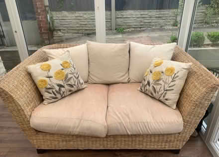 Photo of free Conservatory 2 &3 seater sofa (Knotty ash) #2