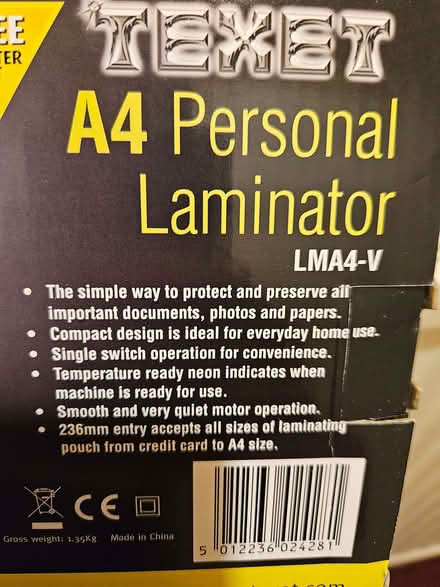Photo of free laminator (Loughborough LE11) #3