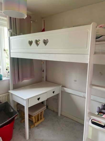 Photo of free High Sleeper bed, mattress & desk (South Gosforth NE3) #2
