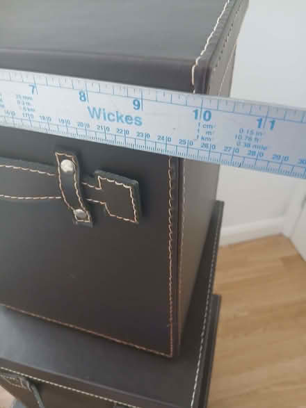 Photo of free Set of 3 Brown Faux Leather Storage Boxes With Lids (South Ashford TN23) #3
