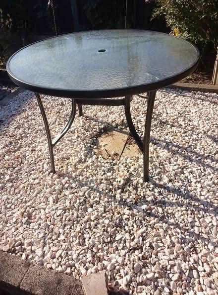 Photo of free Round Glass Topped Garden Table (Wem SY4) #1