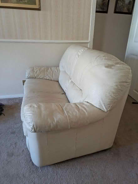 Photo of free Cream Leather Two Seater Sofa and Armchair (Ulverley Green B92) #3