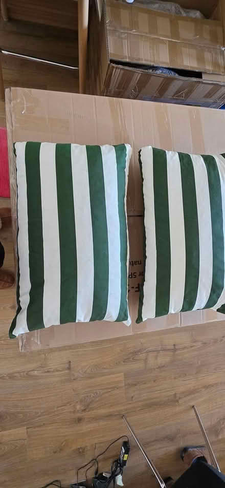 Photo of free Two Green and White Cushions (Rickmansworth WD3) #1