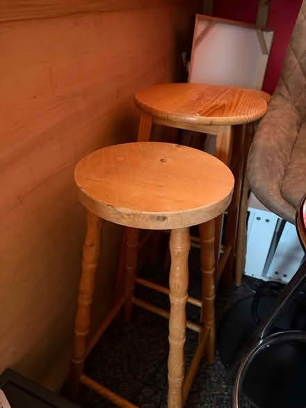 Photo of free 3 wooden barstools (Lane End HP14) #1