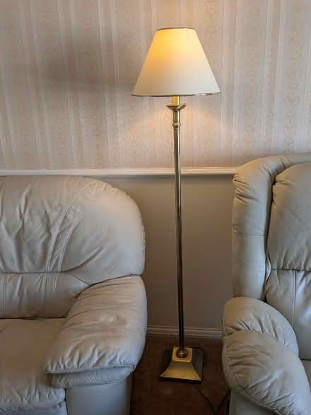 Photo of free Gold Standard Lamp with Cream Shade (Ulverley Green B92) #1