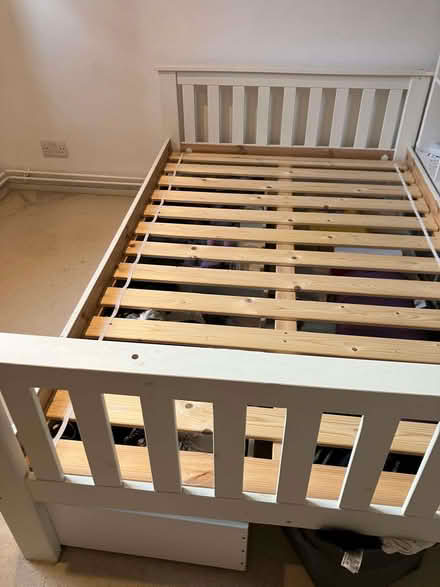 Photo of free Broken white bed frame for someone handy / wood for project? (Hanover BN2) #1