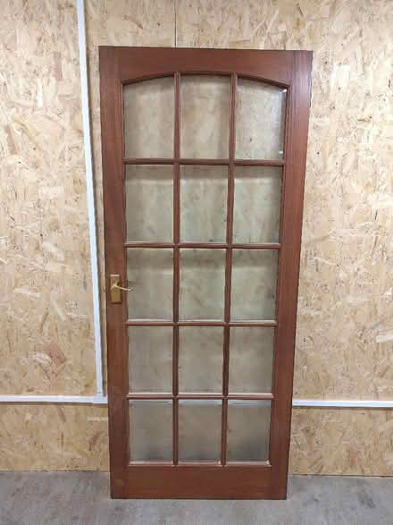 Photo of free Solid wood glass panelled door (probably Sapele) (East Boldre SO42) #1
