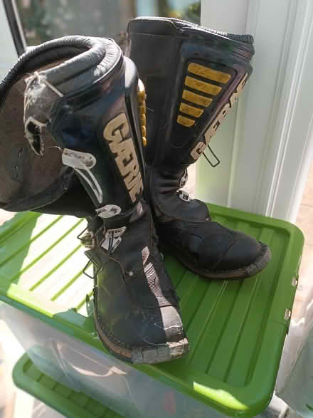 Photo of free old tatty MX boots size 12 adult (Melksham) #1