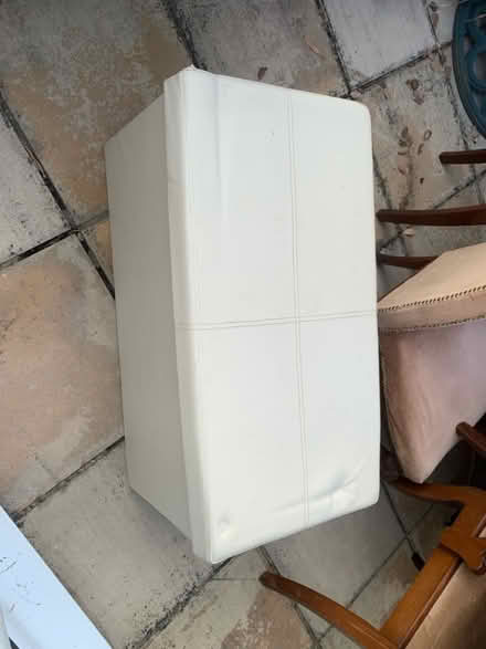 Photo of free Cream faux leather ottoman (Penland Wood TN40) #1