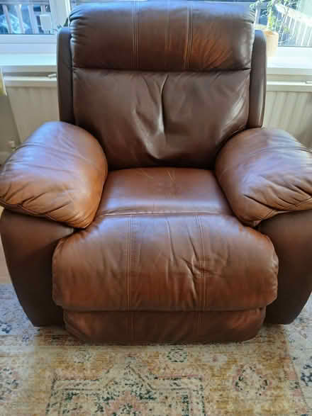 Photo of free Brown leather recliner (Stocksbridge S36) #2
