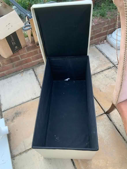 Photo of free Cream faux leather ottoman (Penland Wood TN40) #3