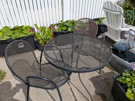 Photo of free METAL TABLE and 2 CHAIRS (Tuckerton) #1