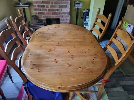 Photo of free Ducal Solid Pine Extending Oval Dining Table with 6 Chairs (Handsworth Wood B20) #2