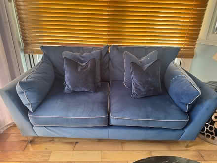 Photo of free Royal blue 3 seaters sofa (Woodlands Park KT22) #2