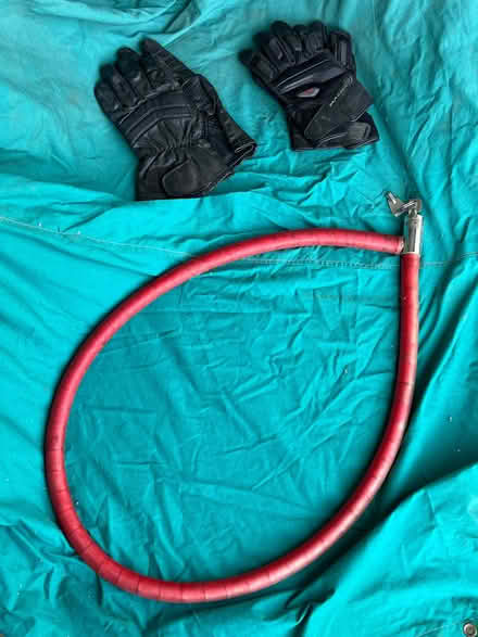 Photo of free Motorcycle cover, lock & gloves (Painswick GL6) #1
